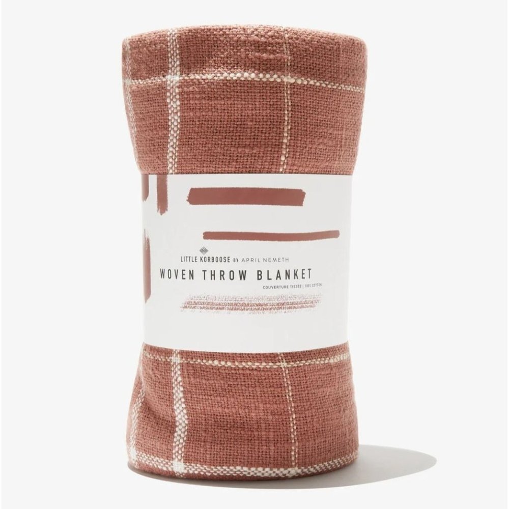 NWT Little Korboose Rust  Woven Throw Blanket   50 in X 60in
